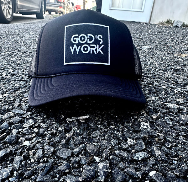 GOD'S WORK- MESH TRUCKER CAP (BLACK)