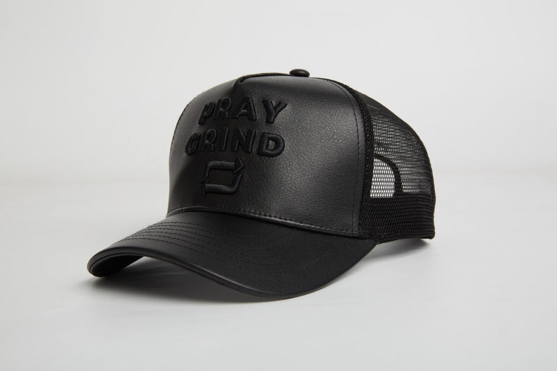 Pray Grind Repeat- Asphalt Leather / Signature Series Snap-Back