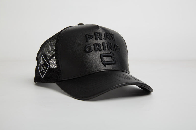 Pray Grind Repeat- Asphalt Leather / Signature Series Snap-Back