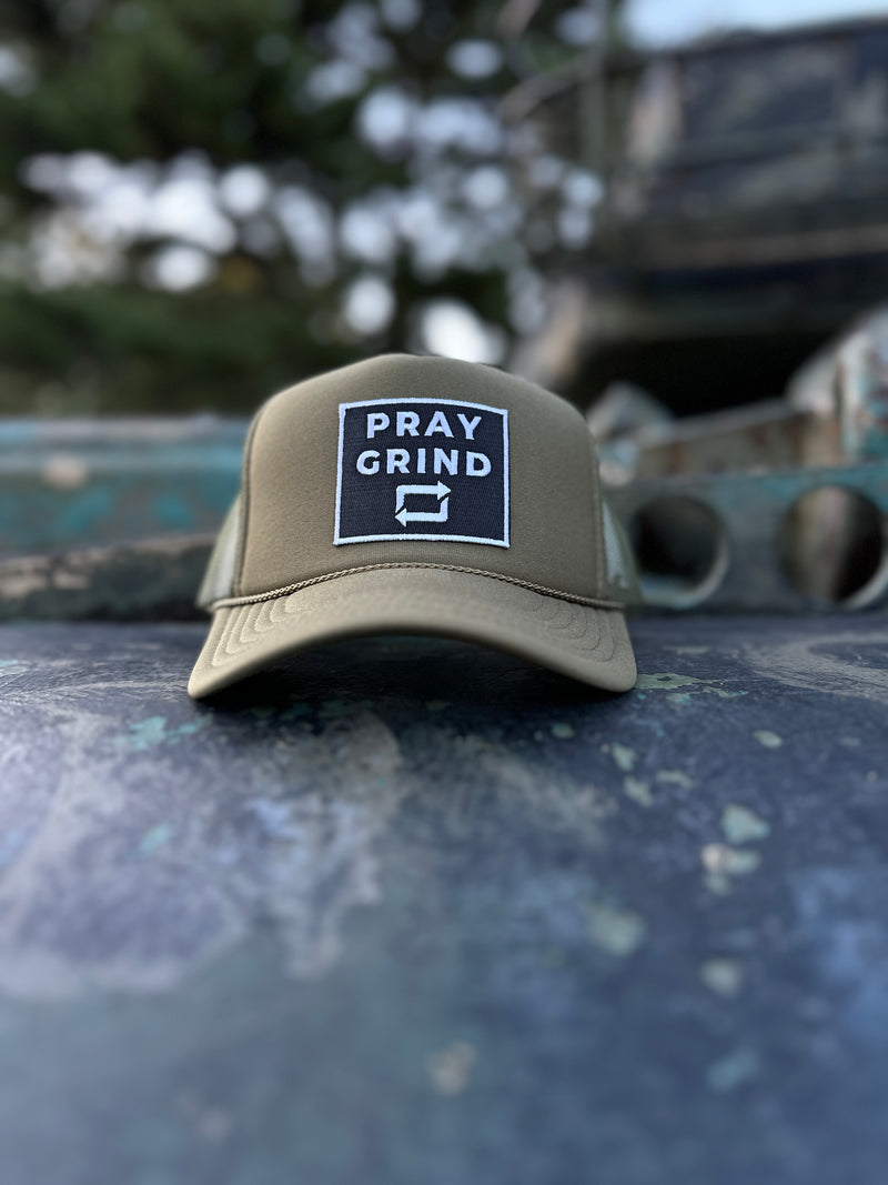 PRAY GRIND REPEAT- Foam Mesh Snap-back (various color options)
