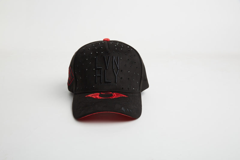LVN HLY- (Living Holy) LUX Rhinestone Black Suede Snap back
