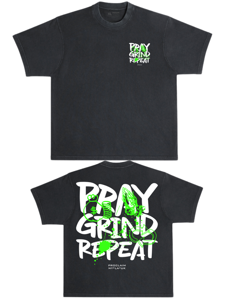Pray Grind Repeat- Ash Grafitti T-Shirt