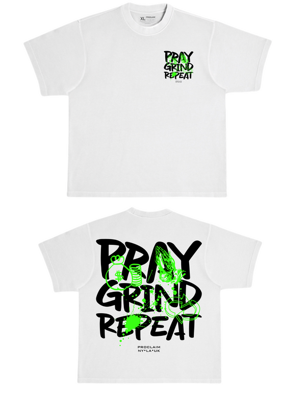 Pray Grind Repeat- Lunar White T-Shirt
