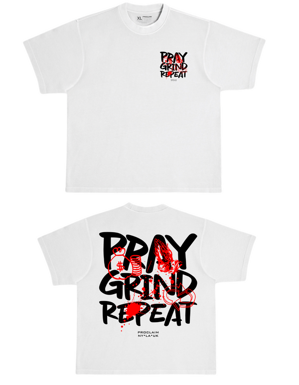 Pray Grind Repeat- Lunar White T-Shirt