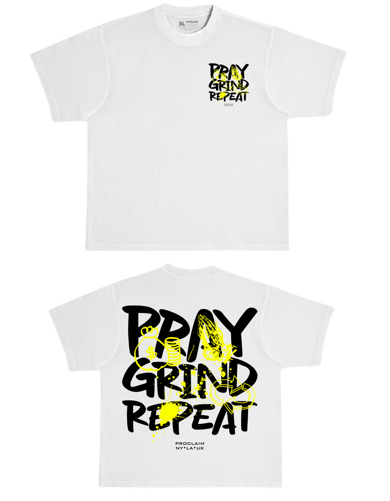 Pray Grind Repeat- Lunar White T-Shirt