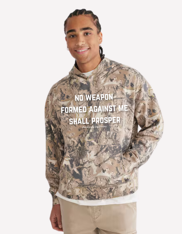 No Weapon- Woodland Camo Boxy Hoodie